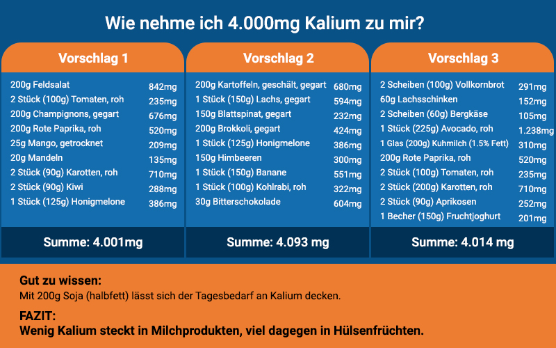 Kaliummangel Ernährungsbeispiele Ernährungsplan